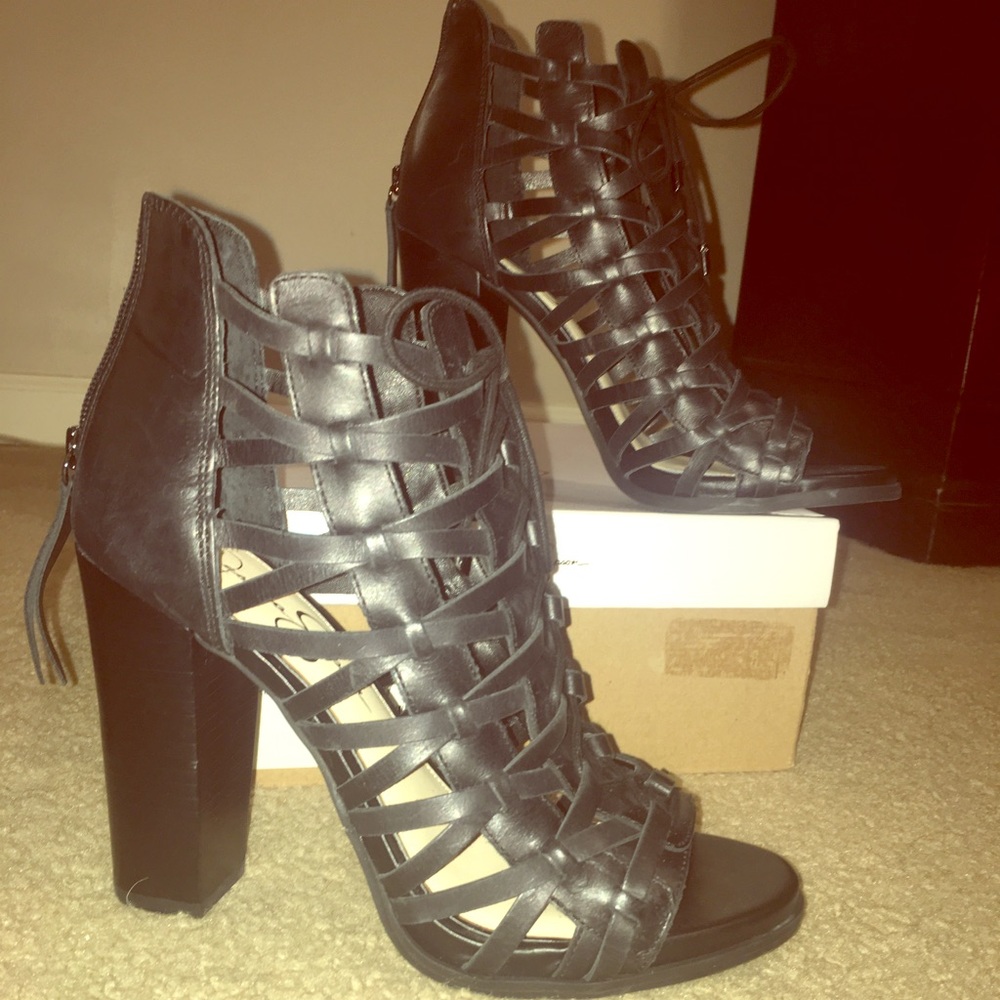 Jessica Simpson black 8.5 cage bootie new in box